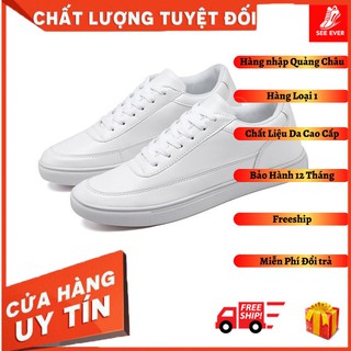 [Xả Kho Lẻ Size] Giày Sneaker Da Trắng Trơn 💟HÀNG CAO CẤP💟 Giày Nam Trắng Mẫu Mới 2021