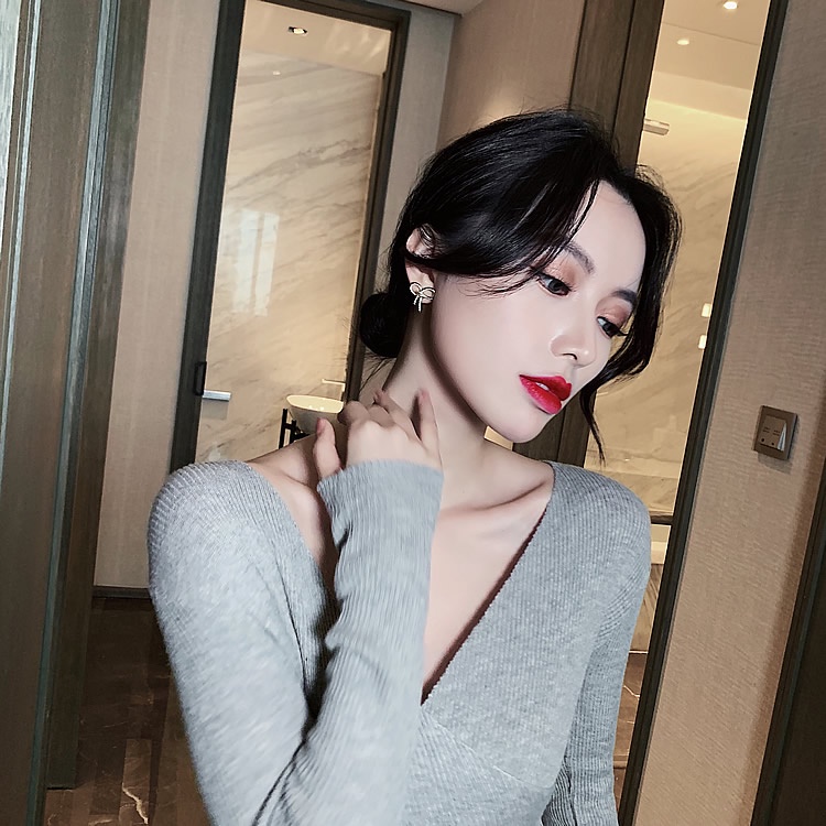 Bông tai mạ bạc 925 hình nơ đơn giản cho nữ