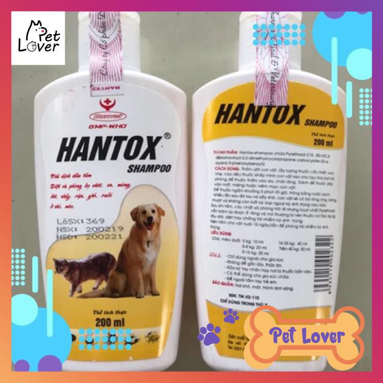 [FREESHIP] Sữa tắm hantox Shampoo 200ml dành cho chó mèo, trị sạch ve rận, bọ chét ⚡ HÀNG CHÍNH HÃNG ⚡
