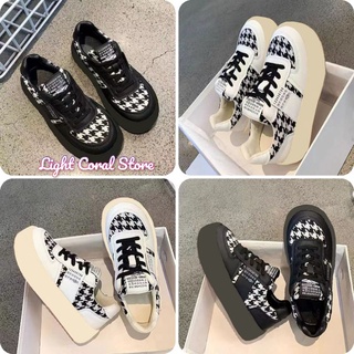 (Order) Giày nữ thời trang siêu trendy phối mảnh màu họa tiết ziczac sang chảnh đế bánh mì thấp đen trắng