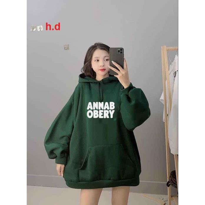 Áo hoodie ANNAB siêu hot, chất nỉ ngoại Form rộng cánh dơi trùm mông hàng mũ 2 lớp to đẹp hình in sắc nét