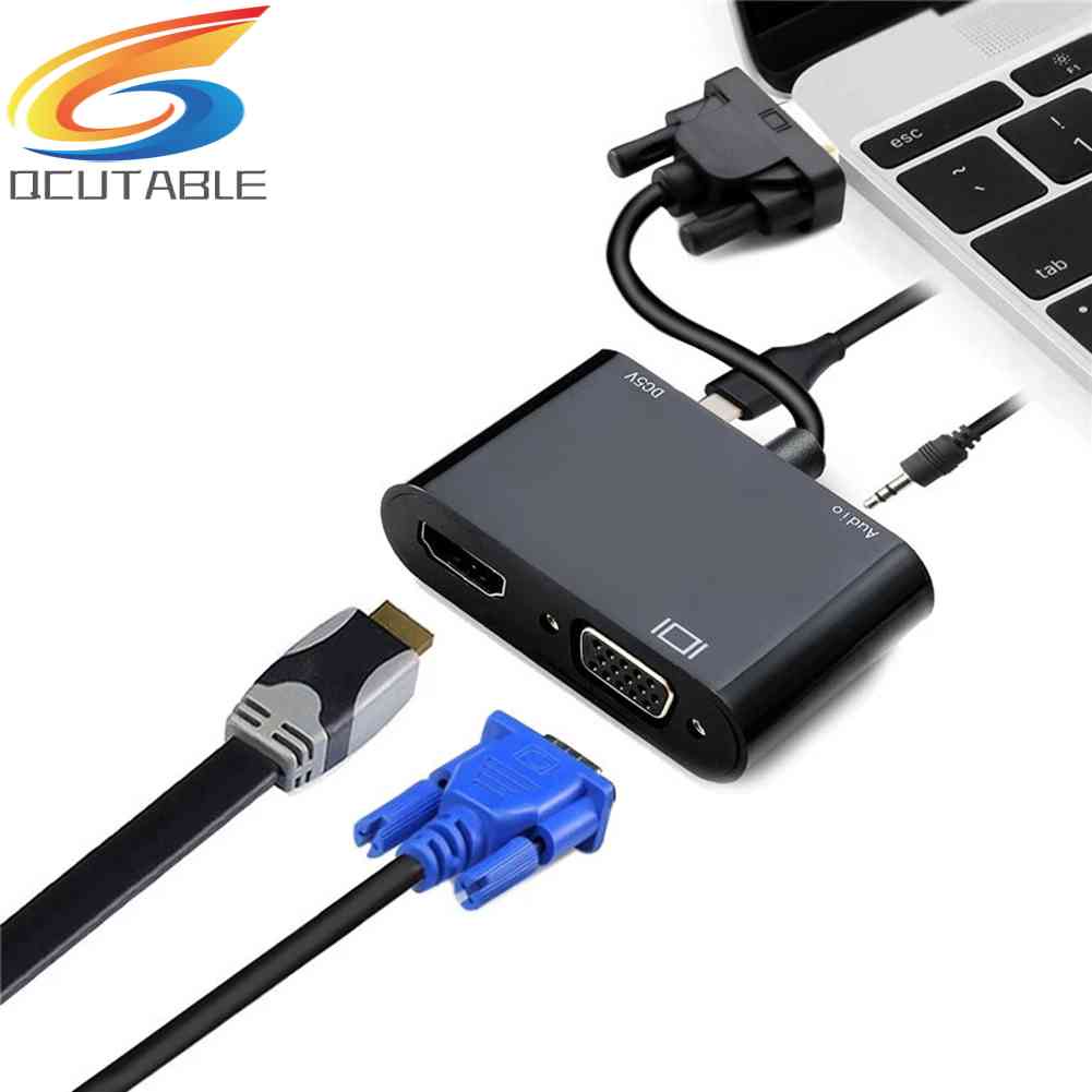 Bộ ChuyểN ĐổI 3 Trong 1 VGA Sang HDMI + GiắC Âm Thanh 3.5mm + VGA