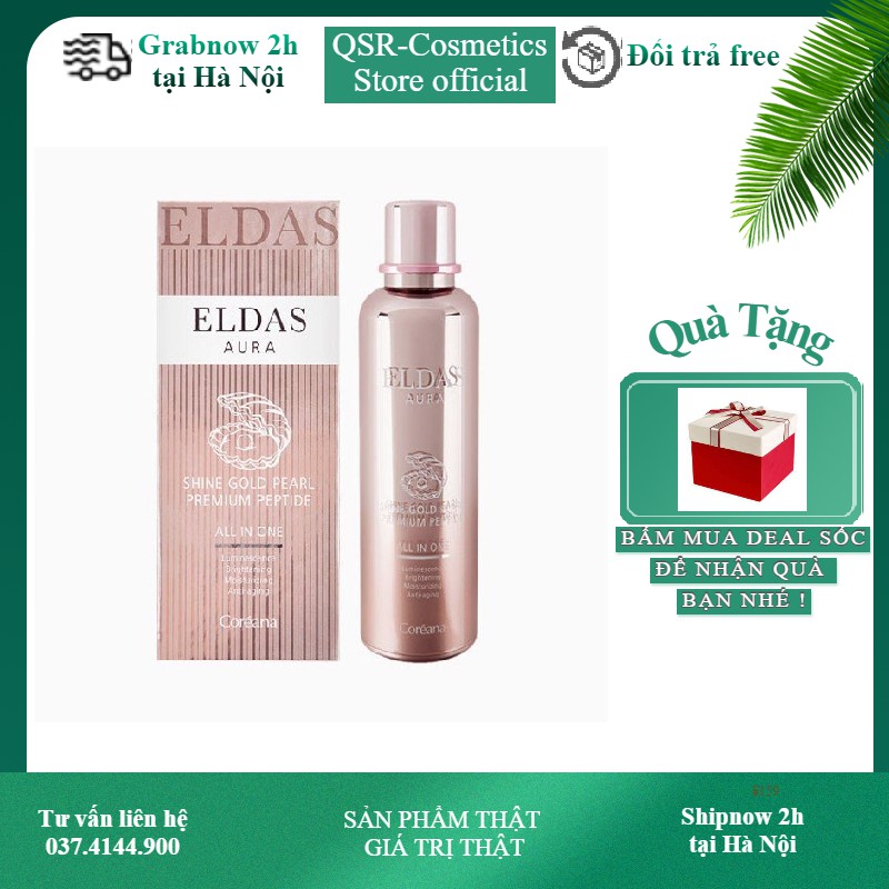 Tinh Chất Tế Bào Gốc Eldas Aura Shine Gold Pearl Premium Peptide All In One Coréana 100ml