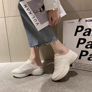Sục thể thao nữ, giày sục thể thao nữ độn đế màu trắng chất da siêu đẹp độn đế phong cách trẻ