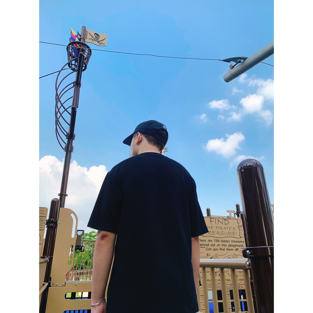 Áo Thun Tay Lỡ Unisex NOWHERE đen form rộng thêu chữ Thank you next chất liệu thun mát không nhăn