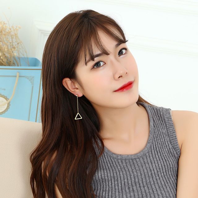 Bông tai bất đối xứng thanh dọc và tam giác/ ngôi sao/ hình tròn/hình vuông