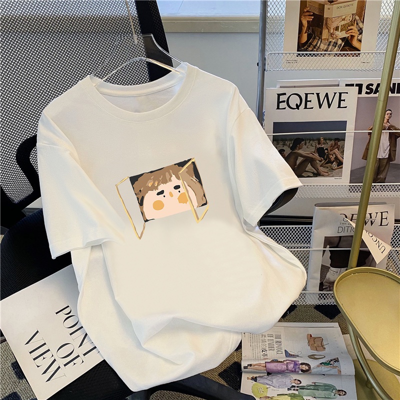 HIIXIIVI Áo Thun 100% cotton Tay Ngắn Cổ Tròn In Hình Hoàng Hôn Thời Trang Mùa Hè Phong Cách Hàn Quốc Dành Cho Nữ 2022