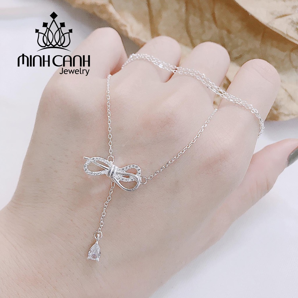Dây Chuyền Bạc Thắt Nơ Treo Đá - Minh Canh Jewelry