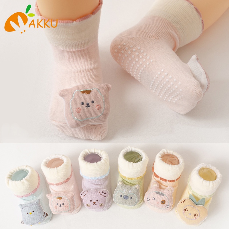 Set 2 Đôi Tất Cotton Chống Trượt Dễ Thương Cho Bé