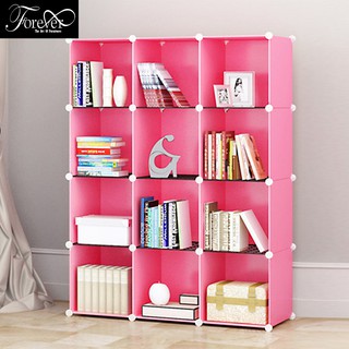 [NHIỀU MÀU] Kệ nhựa ghép phối tấm lưới sắt 12 ô tấm nhựa hồng, tấm lưới đen - Nội Thất Nghệ Thuật Forever