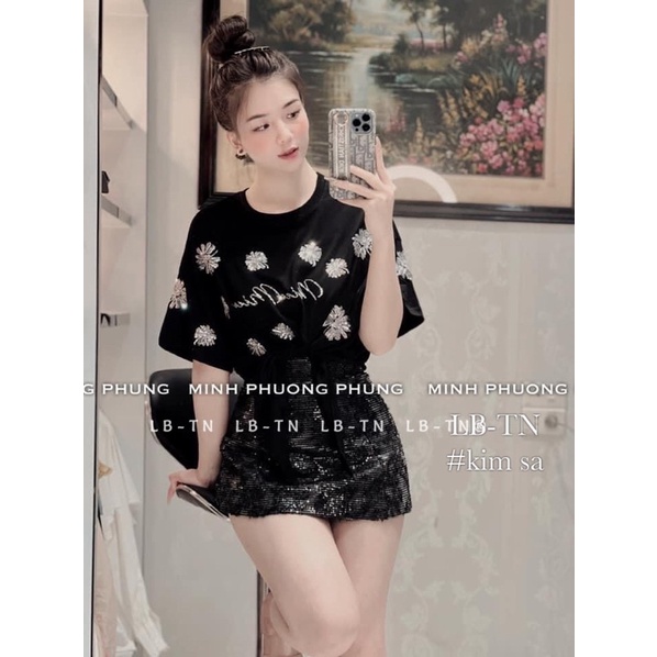 CHÂN VÁY KIM SA ĐEN DÁNG A QUẢNG CHÂU LOẠI 1 MS23781 (M3-4)