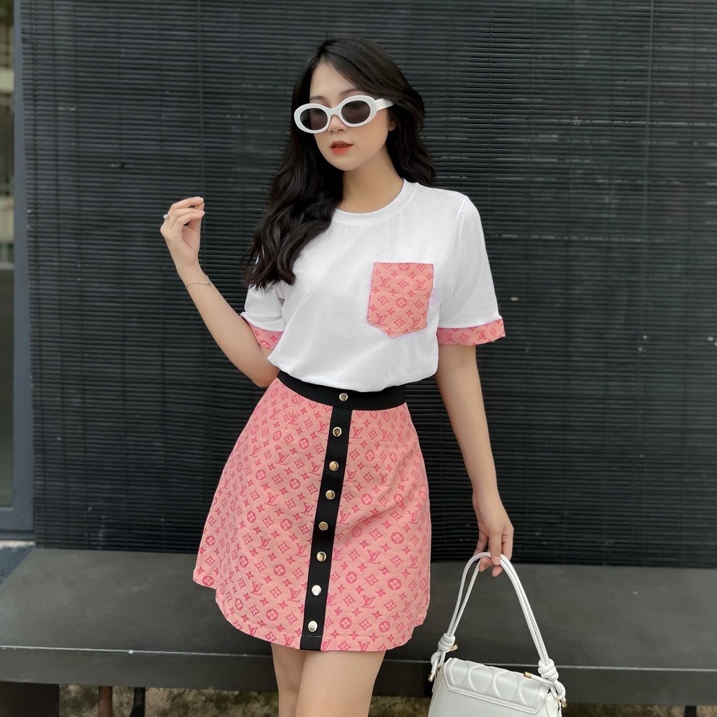 Set Chân Váy L.V Sang Xịn, Chất Thun Mềm Mịn.