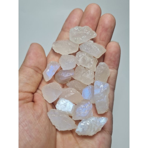 Hạt đá thô Moonstone dùng cho bói bài Tarot, Reiki, handmade, phong thủy...