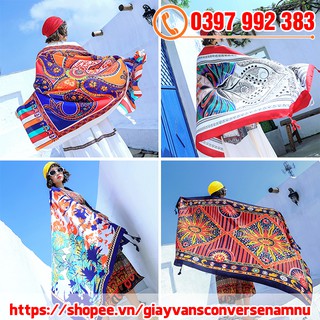 🎁 Khăn Choàng Boho Thổ Cẩm Đi Biển - Khăn Choàng Cổ GIữ Ấm Họa Tiết Thổ Cẩm 100x180 cm