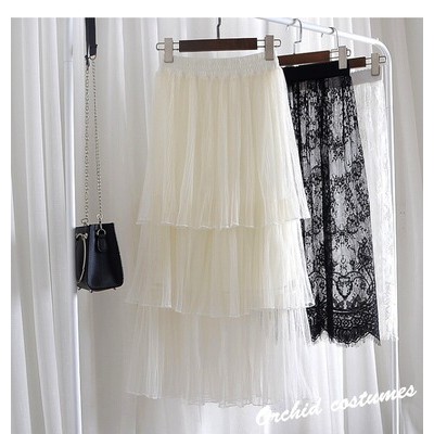 (ORDER- sẵn trắng) Chân váy lưới xòe 3 tầng xếp ly- Có ảnh thật | BigBuy360 - bigbuy360.vn