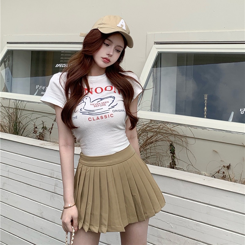 Áo Thun Crop Top Tay Ngắn Dáng Ôm In Họa Tiết Graffiti Đơn Giản Dễ Thương Cho Nữ