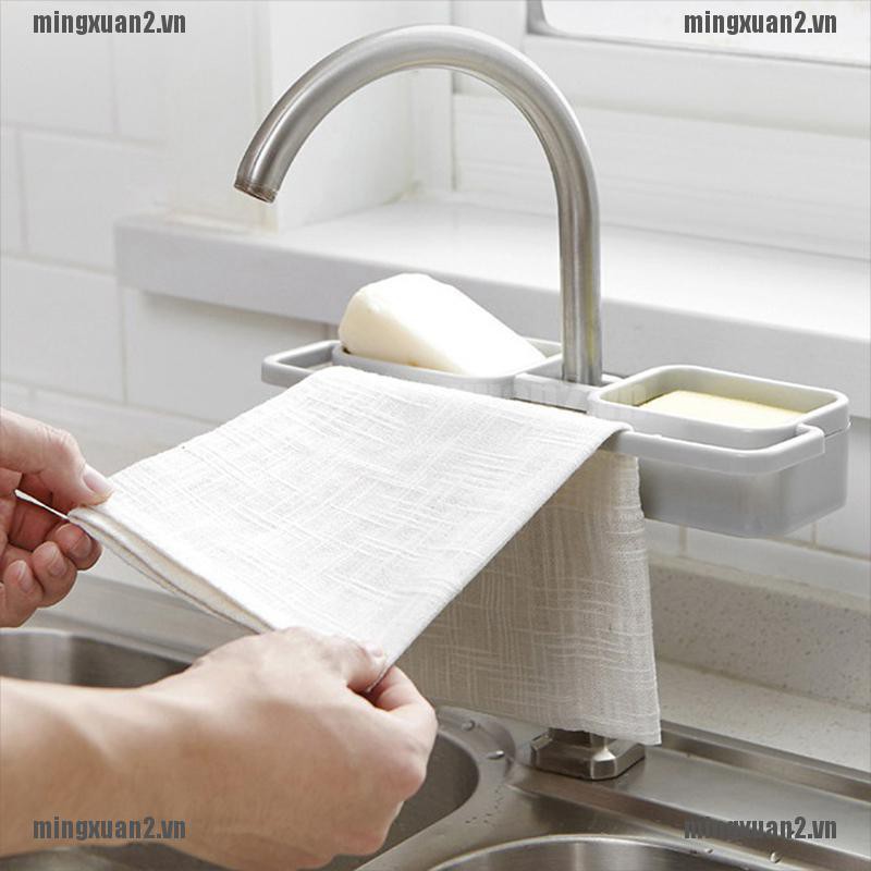 MINXT Kitchen Sink Faucet Sponge Soap Storage Organizer Cloth Drain Rack Holder Shelf VN