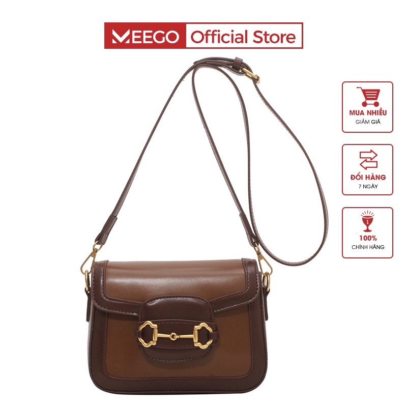 Túi Đeo Chéo Khóa Vàng Phong Cách Retro Thương Hiệu MEEGO G0015