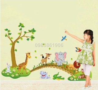 Combo 4 tranh dán tường đề can cho bé