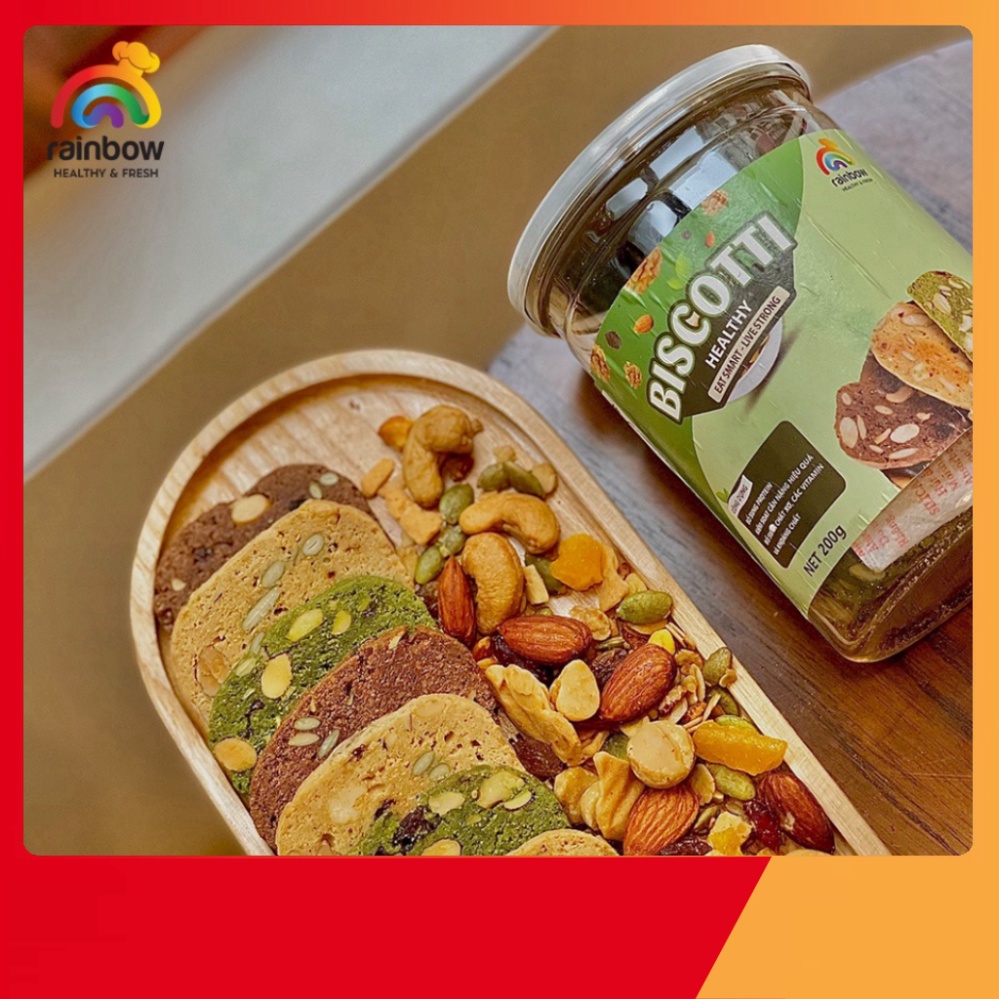 New HOT! HOT! Combo Yến Mạch Cán Dẹt Và Biscotti RAINBOW - Bữa Sáng DInh Dưỡng Tiện Lợi phù hợp giảm cân ăn kiêng