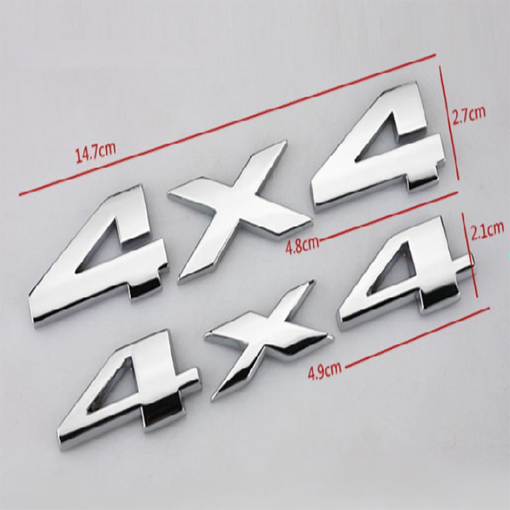 Decal Tem Chữ 4X4 3D INOX Cao Cấp Dán Trang Trí Ô Tô G40407 - Chất liệu: Hợp kim kim loại