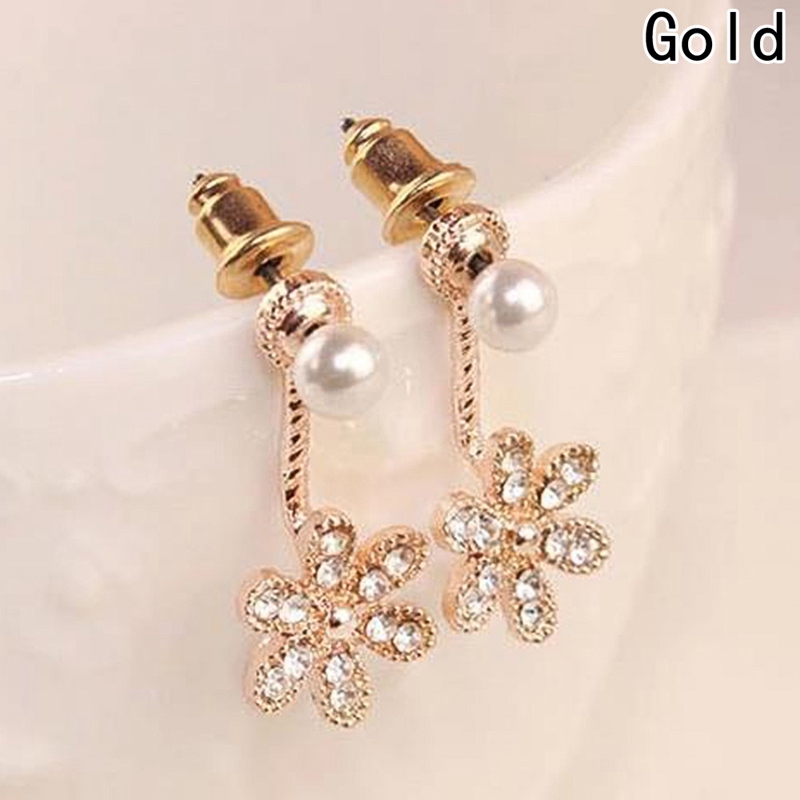 Đôi Khuyên Tai Hình Hoa Đính Đá Thời Trang Thanh Lịch Cho Nữ