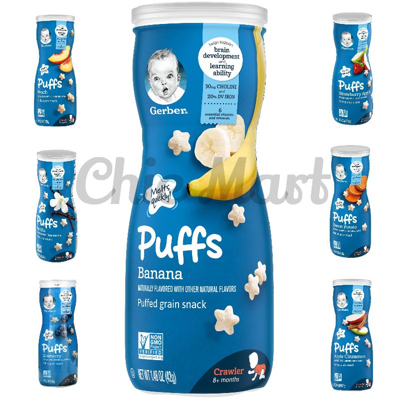 - Bánh ăn dặm hình sao Gerber Puffs 42gr đủ vị trái cây