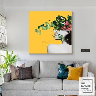 Tranh Canvas Cô Gái Nền Vàng (Hình thật tại xưởng - Đã có khung, móc, đinh treo) - The Canvas House - SP010