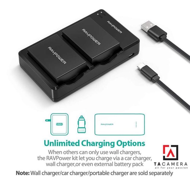 Bộ 2 Pin 1 Sạc RAVPower LP-E17 for Canon