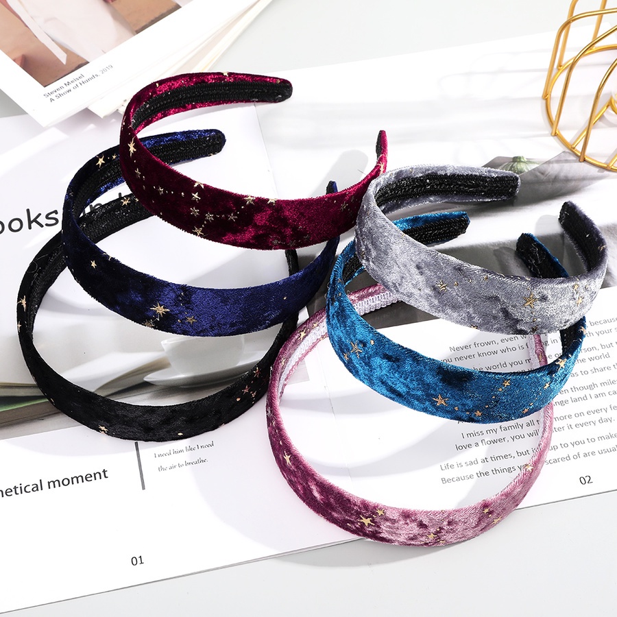 Băng đô nhung bản rộng màu sắc đơn giản phong cách Hàn Quốc cho nữ