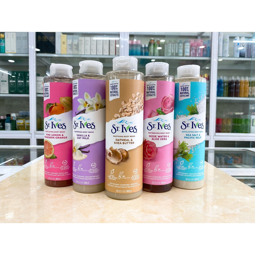 (USA - 650ml) SỮA TẮM ST.IVES BODY WASH TẨY TẾ BÀO CHẾT NHẬP KHẨU CHÍNH HÃNG