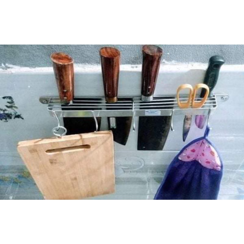 Giá Inox Cài Dao Có Móc Treo Thớt ,Đồ Dùng Đa Năng