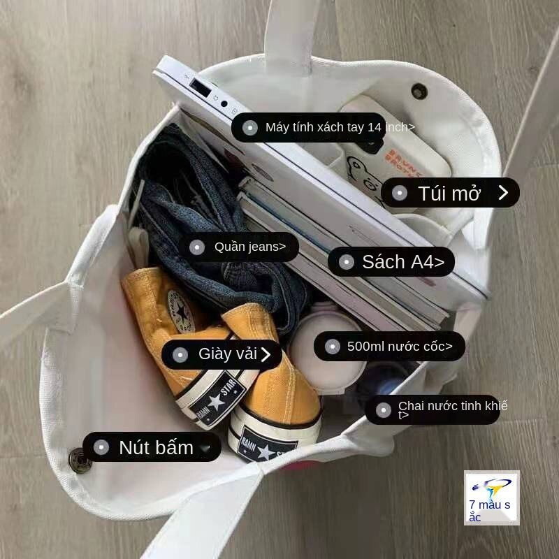 Túi tote đeo vai bằng vải in họa tiết đáng yêu thời trang