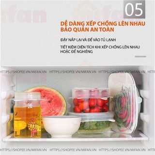 Bộ 6 Miếng Silicone Bọc Thực Phẩm - Nắp đậy màng Silicon bảo quản thức ăn - HÀNG LOẠI 1