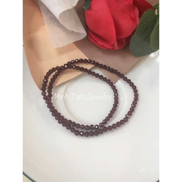 Vòng tay đá Garnet đỏ cắt giác Minh Tâm Jewelry