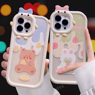 Ốp Điện Thoại Silicon Trong Suốt Hình Gấu Thỏ 3D Dễ Thương Cho iPhone 13 12 11 Pro MAX X XR XS MAX 11pro 12Pro 13Pro