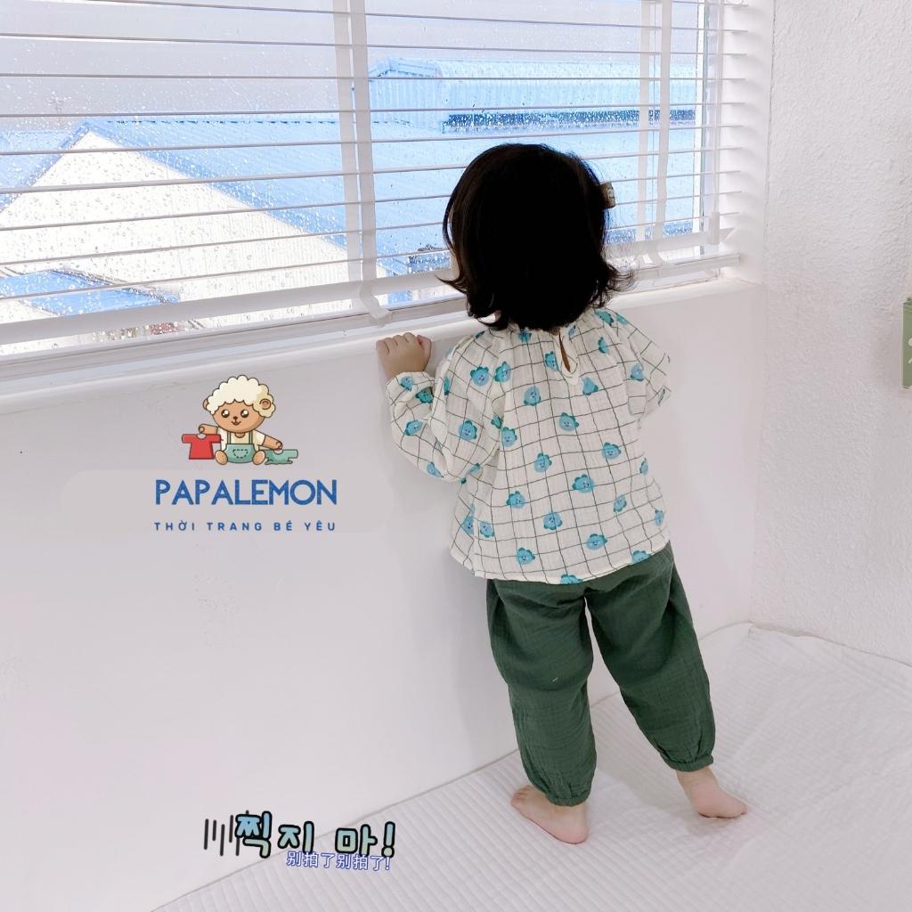 Đồ ngủ cho bé gái, bộ quần áo ngủ cho bé với chất liệu xô cotton mềm mại, thoáng mát, hoạ tiết đáng yêu, PAPALEMON