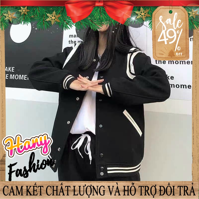 Áo khoác áo bomber unisex đen phối sọc trắng THE BAD GOD sang trọng cá tính - Áo bomber teddy đen || Hany Shop