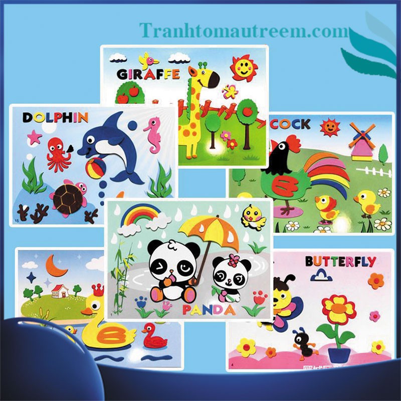 Tranh Xé Dán Giấy Xốp Cho Bé Size Lớn