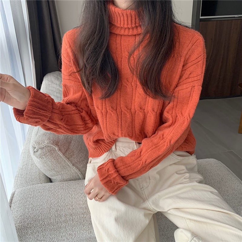 Áo sweater nữ Perty cổ lọ dáng rộng thời trang mới mùa đông phong cách Hàn Quốc