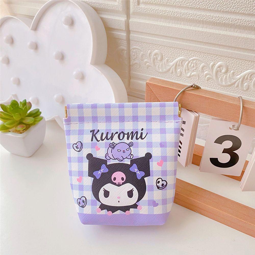 Túi Đựng Mỹ Phẩm Bằng Da Pu Họa Tiết Hoạt Hình Kuromi Phong Cách Hàn Quốc