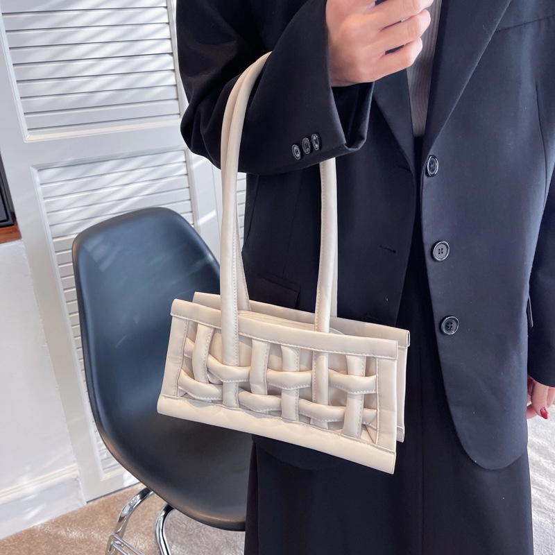 Túi đeo vai IELGY đan tay màu trơn phong cách Pháp thời trang cho nữ