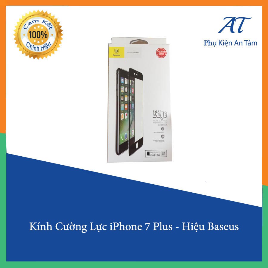 Kính cường lực full màn trắng cho iPhone 7 Plus - hiệu Baseus