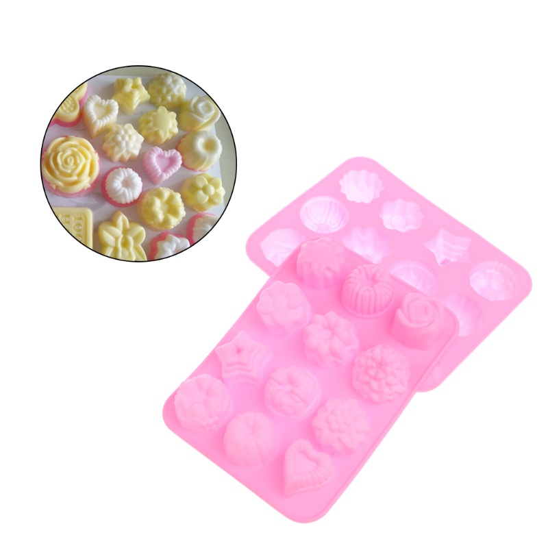 Khuôn Silicone Làm Thạch Rau Câu 12 Ngăn Tạo Hình Bông Hoa 3D DIY