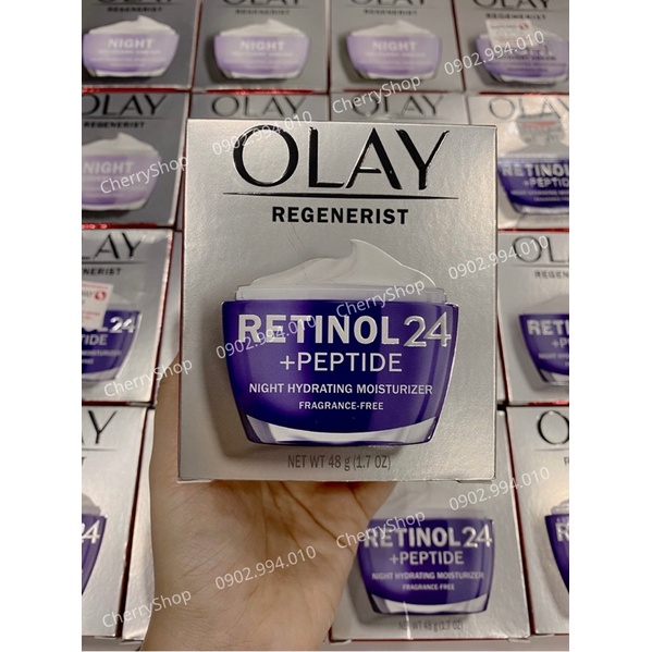 [NEW] Kem trắng sáng và cấp ẩm da Olay Regenerist Retinol 24 + Peptide Night Moisturizer Fragrance-Free (48g)