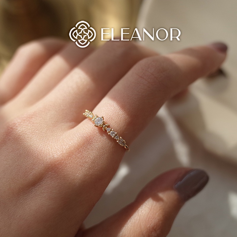 Nhẫn nữ hở bạc 925 Eleanor Accessories đính đá viền mảnh phụ kiện trang sức thời trang nhỏ xinh nữ tính