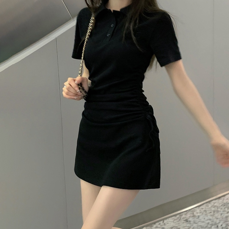 Đầm Polo Dúm Eo Rút Dây Nữ V038 Váy body dáng ôm màu pastel kiểu năng động đường phố hàn quốc sexy đẹp ngắn tay