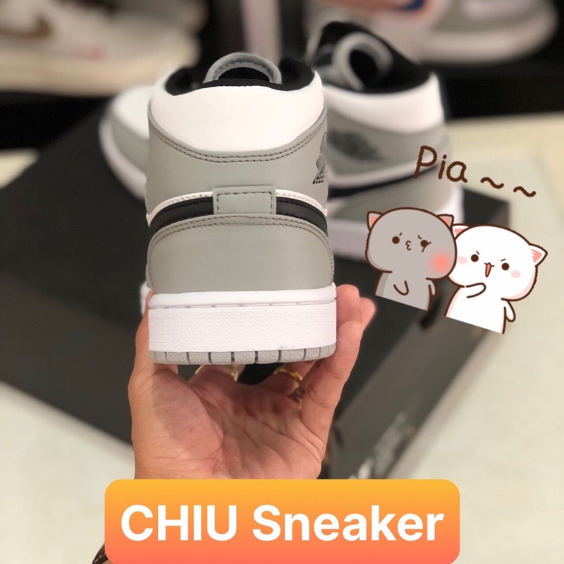 Giày Sneaker jd1 xám cổ cao phiên bản cao cấp giày thể thao Jordan mid smoke grey cao cấp