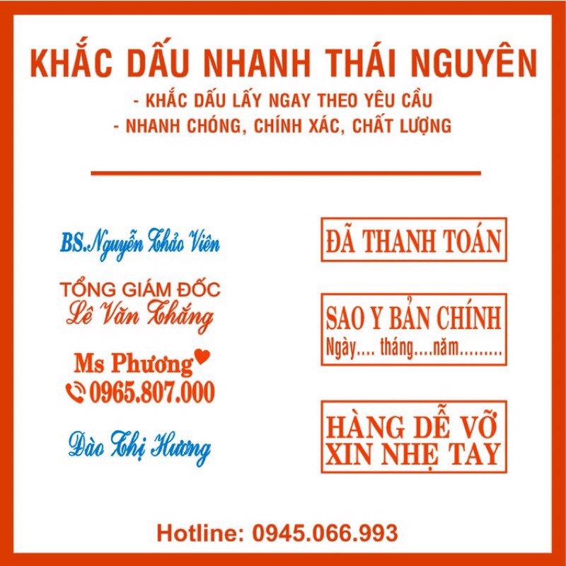 BÁN CHẠY - Khắc dấu tên, dấu vuông 1-2 dòng - Td stamp, shiny, trodat