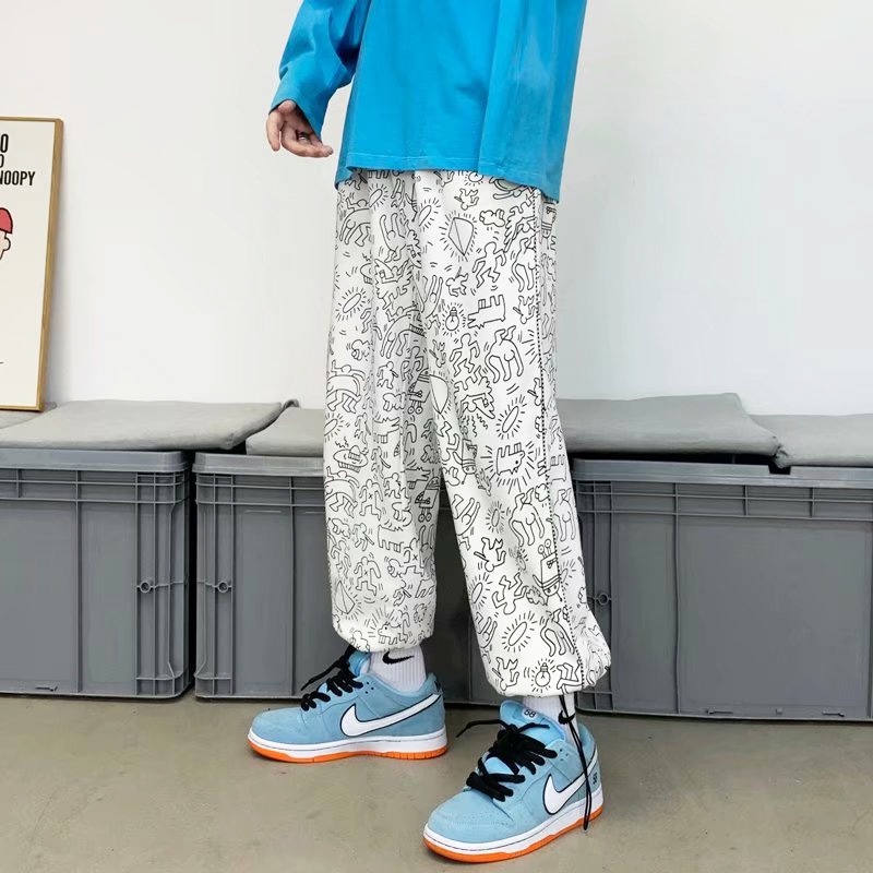 ✦ AFFLIGA ✦Quần dài ống rộng eo cao thoáng khí phong cách hip hop Hàn Quốc thời trang cho nam